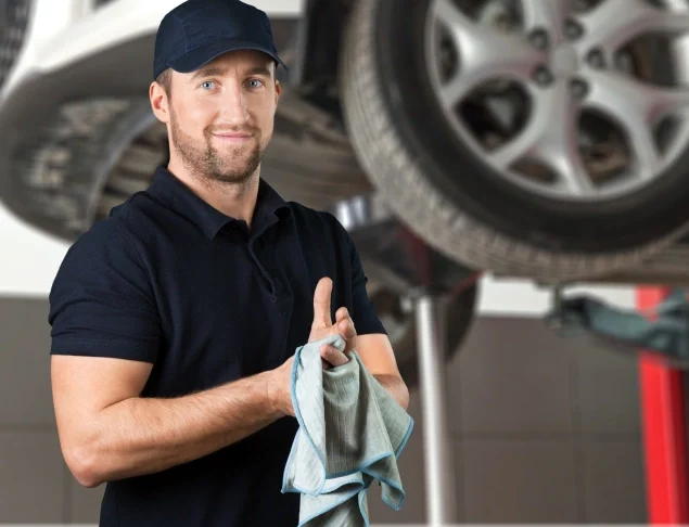 Mechanic cleaning hands