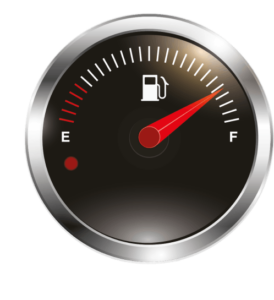 fuel gauge showing nearly full