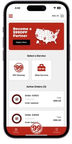 99DPF App Screenshot on iPhone - Front view