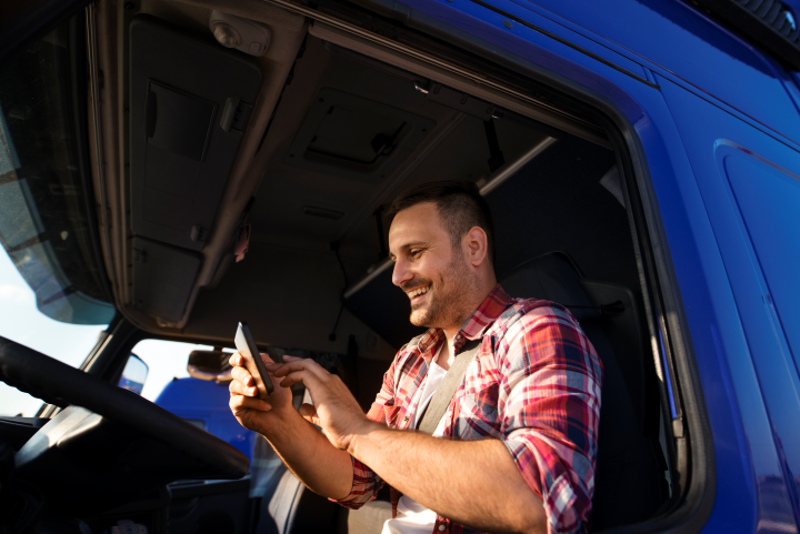 Truck driver using phone
