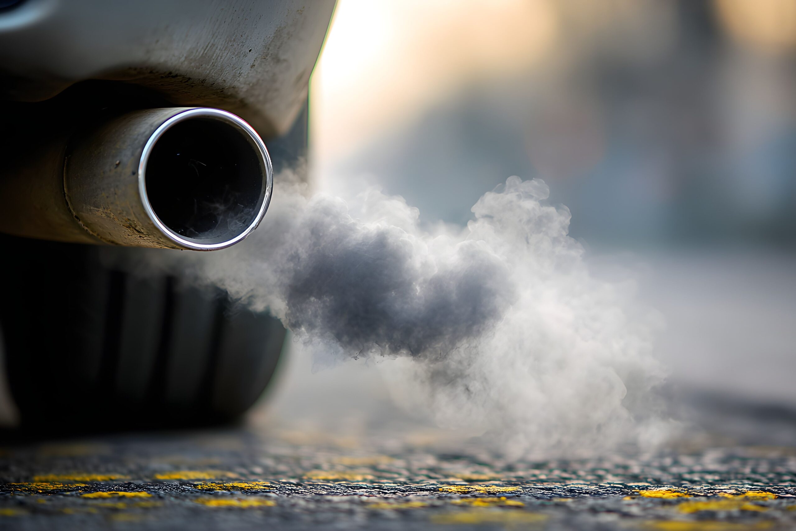 car with large exhaust pipe